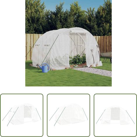vidaXL Serre en PE - Serre avec cadre en acier blanc 6 m² 3x2x2 m (1/5)