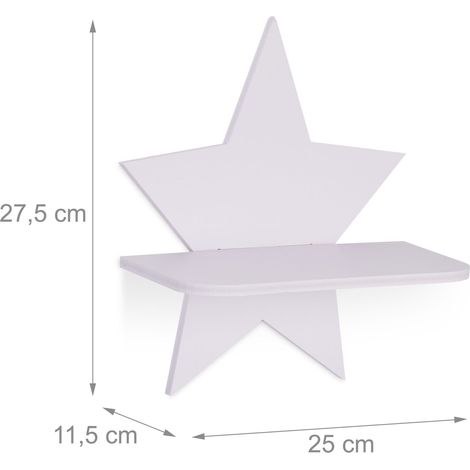Mensola da parete galleggiante design moderno cameretta bambini 60 x 60 x 10 cm in pino bianco 130013358