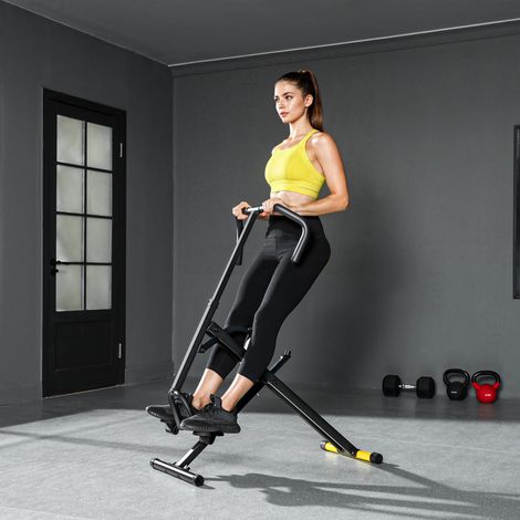 Macchina Total Crunch Pieghevole con Seduta Regolabile, Macchina Total Power Body Crunch, Allenamento Fitness per Addominali, Corpo, Gambe, Braccia, Glutei, per Casa e Palestra, Giallo (1/5)