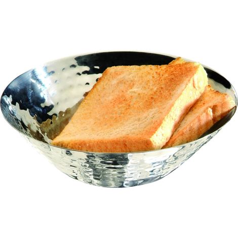 Pain et de fruits bol diamètre 16 cm, H : 5 cm acier inoxydable, poli martelé (1/5)