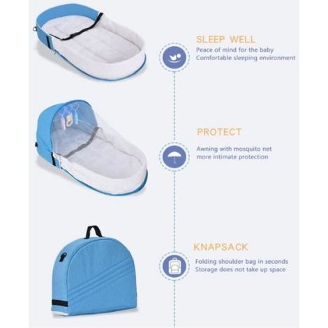 Lit Portable pour bébé, lit de Voyage Doux et Pliable, lit de Voyage pour bébé avec Jouet, moustiquaire Anti-Pression pour bébé Ros (1/4)