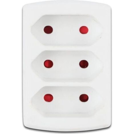 10A dreipoliger Adapter, weiß, ideal zum Anschluss mehrerer elektrischer Geräte zu Hause und im Büro. (1/5)