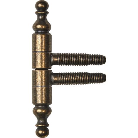 SFS Einbohrband mit Zierkopf Türband 3-Gewindebolzen ø 13mm Messing patiniert (1/3)