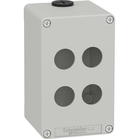 Caja vacía GRIS SCHNEIDER 4 orificios, material resistente y diseño compacto.