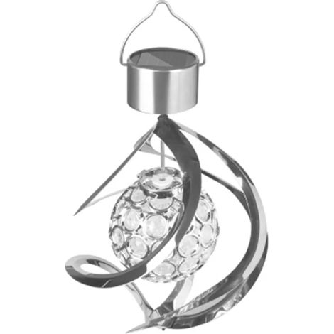Molinete de viento solar LED luz giratoria de color cambiante lámpara colgante para decoración de jardín de fiesta al aire libre (plata) (1/5)
