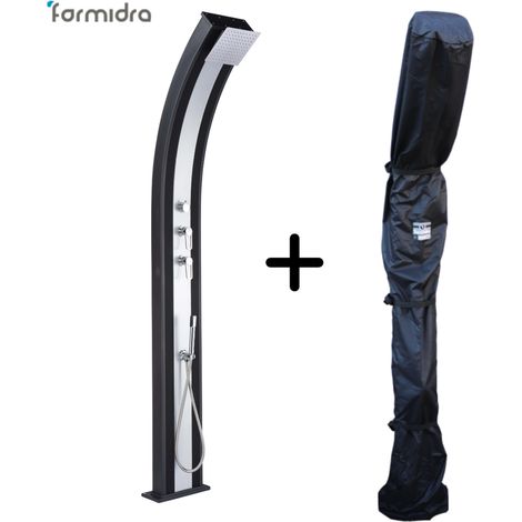 Douche Hybride Dada Curve 40L Coloris Anthracite / Alu brossé + Housse d’hivernage pour douche solaire