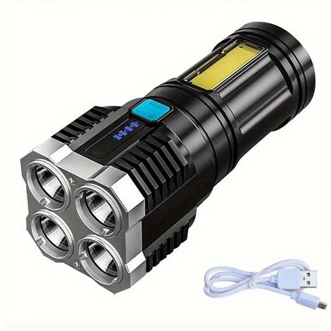Lampe torche LED puissante et éblouissante avec éclairage latéral COB polyvalent - Ultra-portable, idéale pour un usage domestique - Rechargeable - AquaForge (1/5)