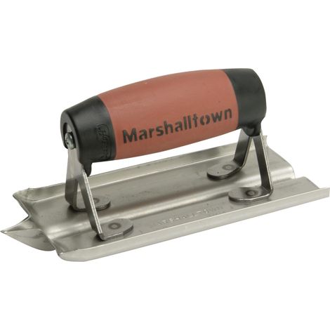 Marshalltown M180D Stainless Steel Groover Trowel with DuraSoft® Handle, 6 x 3 Inches