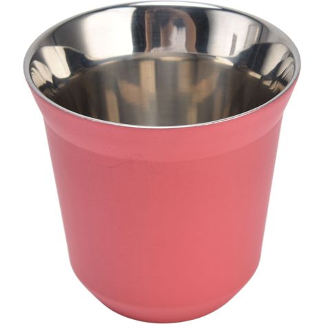 Tasse à café isotherme 80ml en acier inoxydable 304, double paroi résistante à la chaleur, idéale pour camping, pique-nique, extérieur - Rose (1/5)