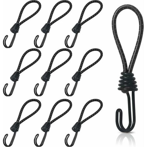 10pcs Rubber Tensioner with Spiral Hooks, Short Bungee Cord Hook, Tarp Tensioners with Double Hooks (1/4)