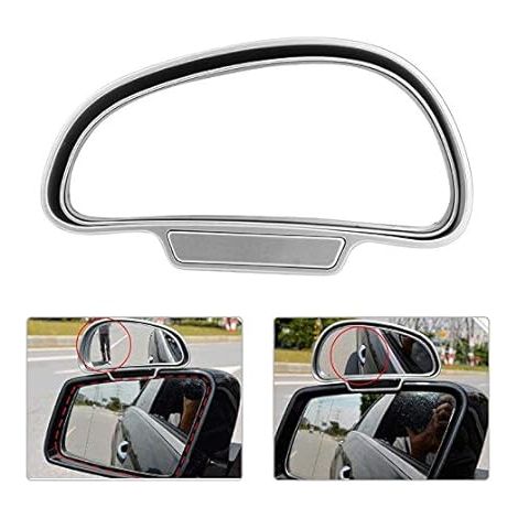 Rétroviseur d'angle mort droit, Silver Blind Spot Mirror Grand Angle Réglable Miroir Auxiliaire Voiture (1/5)