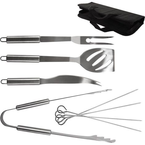 Set di utensili per barbecue, accessori in acciaio, 9 pezzi in una custodia (1/3)