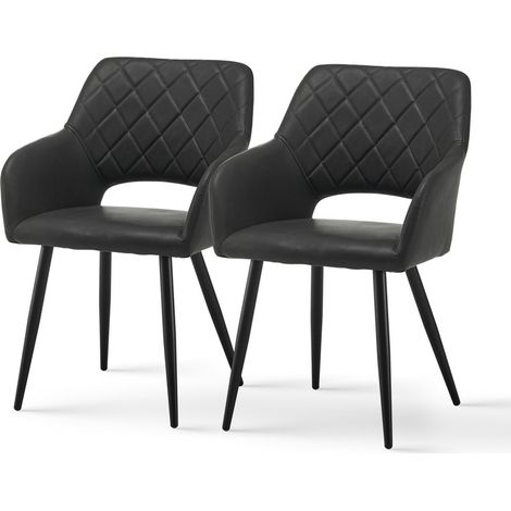 Dining Chairs 2X Faux Leather Upholstered Kitchen Counter Chair, Lounge Reception Chairs for Dining Room,Grey (1/5)