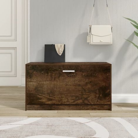 Banc à chaussures,Meuble d’entrée,Banc d'entrée Chêne fumé 80x24x45 cm Bois d'ingénierie VDVM643078 (1/5)