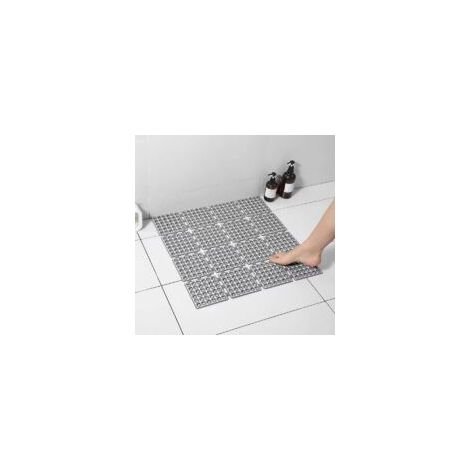 Tapis de Douche Antidérapant, Tapis de Bain Carré avec 144 Ventouses, Tapis de Baignoire avec Trous de Drainage Lavable en Machine, 60 60cm (Gris Foncé)