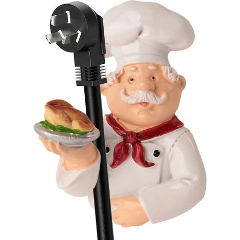 Decorative Resin Wall-Mounted Cable Clip with Chef Design, Easy Hanging and Compact Profile for Workshop, Balcony, Pantry (1/4)