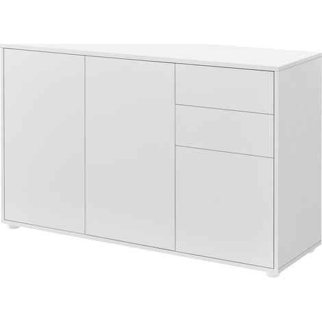 Credenza cassettiera pratico mobile contenitore con 2 cassetti 3 ante 117 cm bianco opaco 030005047
