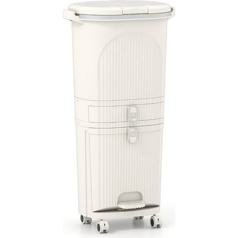 Pattumiera da cucina 43 x 29 x 74,5 cm con 2 secchi estraibili e moderno sistema di separazione in PP beige 200018571