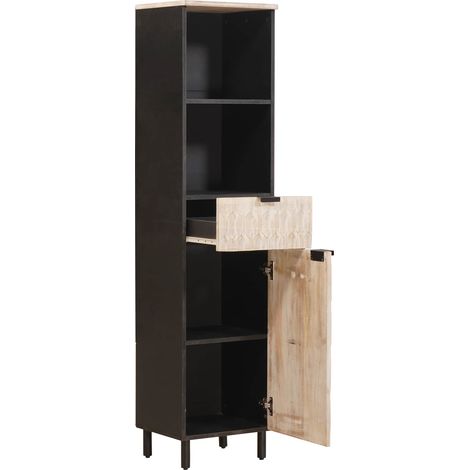 vidaXL  Bathroom Cabinet  with Shelf Black and White 38 x 33 x 160 cm