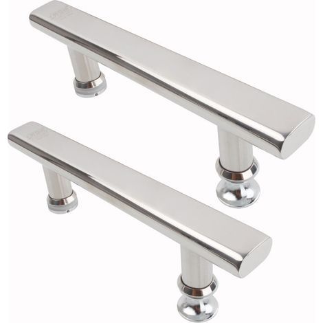 Two chrome-plated stainless steel shower door handles, 145 mm, for bathroom or kitchen - silver (1/5)