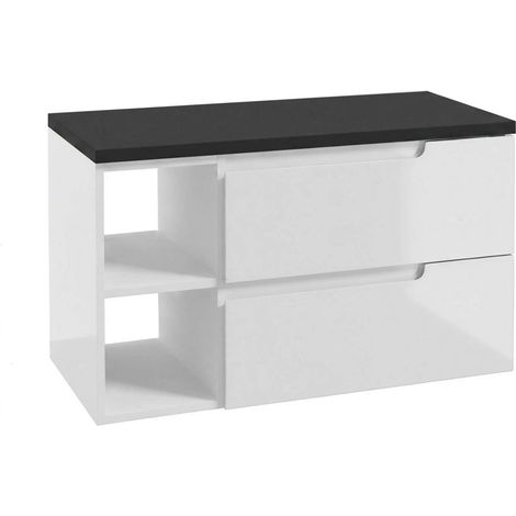 kielle Oudee - Mueble con encimera debajo del fregadero 90x50x45 cm, versión derecha, blanco brillo/negro mate 50002S93R0 (1/5)