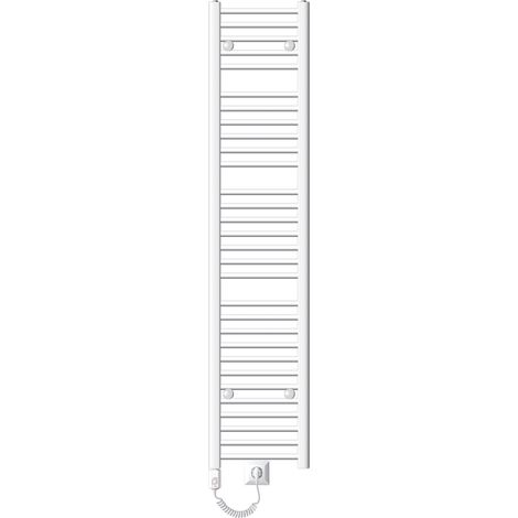 LuxeBath Scaldasalviette elettrico Sahara 300x1800 mm Bianco Connessione laterale dritta e asta di riscaldamento 1200W con termostato e display digitale, scaldasalviette con riscaldamento a cartuccia,