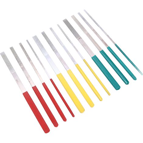 12 Pièces Limes Métalliques Professionnelles, Manche Ergonomique pour un Travail de Précision - Kit de Limes Miniatures