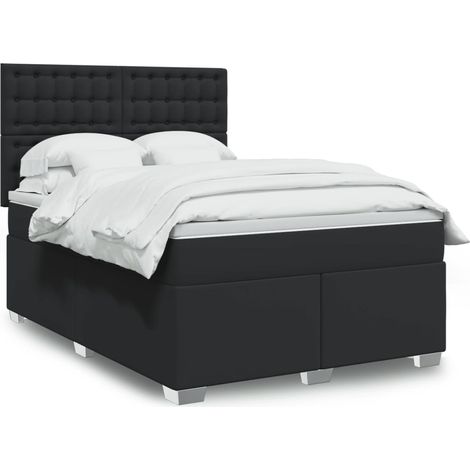 Boxspringbett mit Matratze Schwarz 160x200 cm Kunstleder
