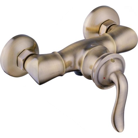 PaulGurkes bronze Duscharmatur Messing Antik Aufputz Retro Nostalgie (1/3)