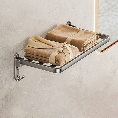 Wall-mounted folding towel rack - bathroom storage - 4 bars, 39 cm (foldable) (1/5)