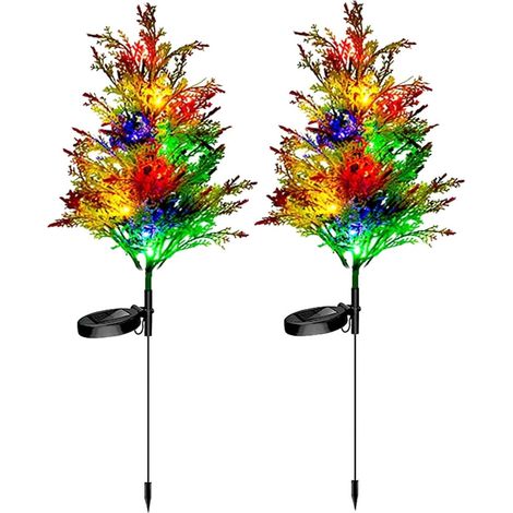 Lampe Solaire De Sol - Lampe À LED Pour Arbre De Noël - Éclairage Extérieur Clignotant Multicolore - Pour Décoration De Jardin - 2 Pièces (1/4)