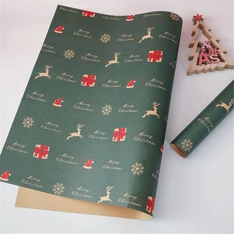 Wrapping Paper - Recycled Kraft - Vintage Snowman Print - For Gifts Boxes Parties Decor - 50 M × 70 Cm - 1 Roll (1/5)