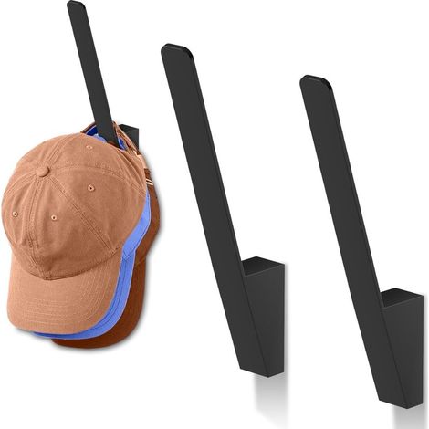 3er-Pack Baseballkappen-Aufbewahrungsständer, Wandhalterung aus Aluminium, schwarz (1/5)