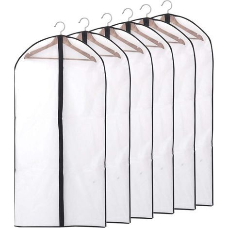Housses de Vêtements, Housses de Protection Zip Transparente pour Chemise Costumes/Manteaux, 6pcs 60 140cm(XXL) (1/5)