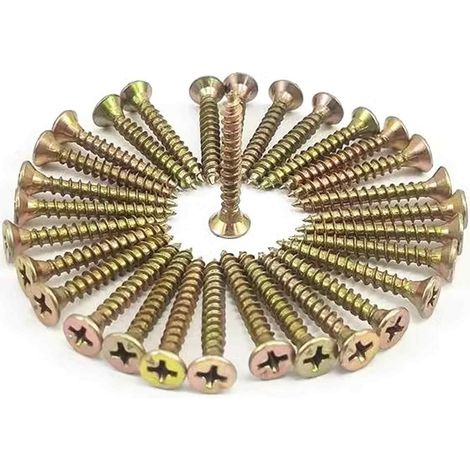 Vis Autotaraudeuse - M5 x 60 mm - Acier Au Carbone - Pour Béton Brique Parpaing - Finition Zinc Coloré - Lot De 20 (1/5)