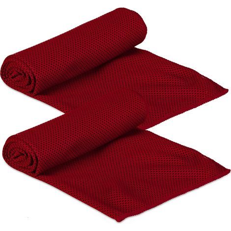 Serviette rafraichissante, Lot de 2, Microfibres, Serviettes fraiches, pour Fitness, Sport et Yoga, 90x30 cm, Rouge