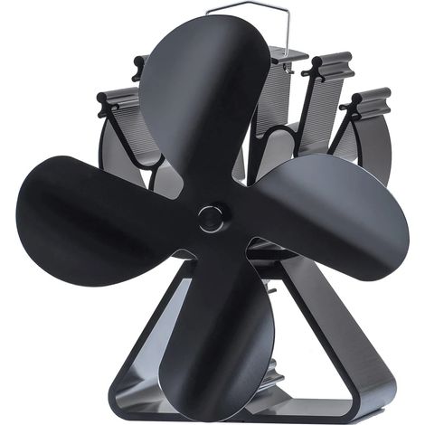 QAZQA Poele à Bois Ventilateur de cheminée à chaleur 4 lames Ventilateur pour Foyer, Poele a Granule, Silencieux Alimenté par la Chaleur, Écologique, Choix de Cadeau de Noël (1/5)