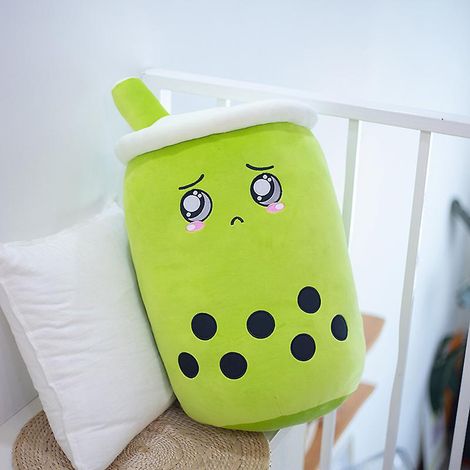 Adorable peluche-oreiller en forme de perle verte, idéale pour dormir au thé au lait - 24 cm (1/4)