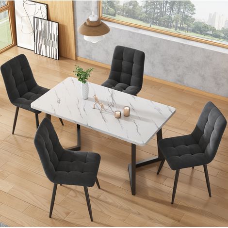 tavolo pranzo 117x68 marmo nero bianco MDF moderno casa OKMYHOME (1/5)
