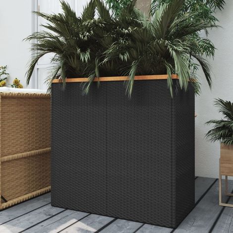 Jardinière Polyrotin Noir 80 X 40 X 80 cm. Aspect Résine tressée, Très tendance. Jardin, Patio, Balcon (1/5)