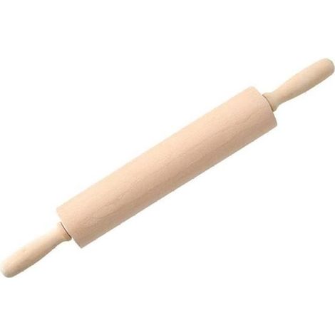 Rouleau à pâtisserie en bois pour étaler la pâte à pizza, la pâte feuilletée, la pâte levée, la pâte brisée, ainsi que la pâte d'amande et la pâte à sucre. Couleur bois, 39 x 6 cm (1/5)