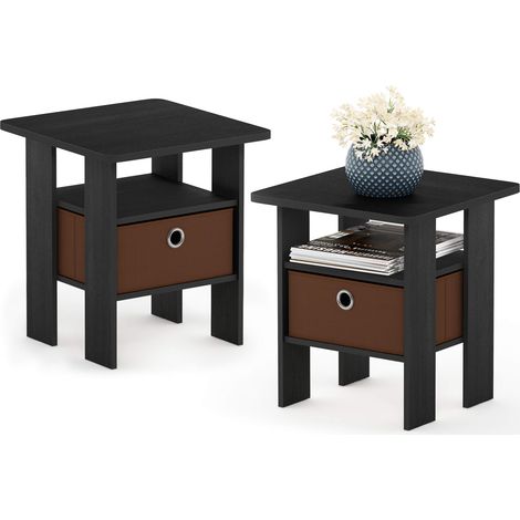 Chevet end Table avec Tiroir, Americano/Brun Moyen, Set de 2, 2-Pack (1/5)