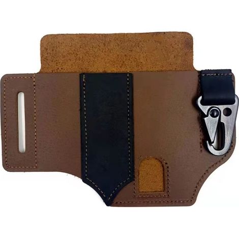 Ceinture à outils tactique multi-fonction, sac en cuir portable pour rangement d'outils, holster pour camping extérieur et chasse, poche en cuir taille durable, couleur Khaki (1/5)