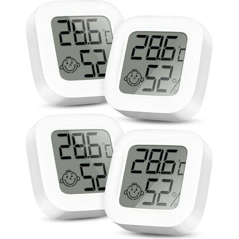 Mini-LCD-Digitalthermometer – Thermometer und Hygrometer für den Innenbereich, Thermo-Hygrometer, Luftbefeuchter für Babyzimmer, Wohnzimmer, Büro, Gewächshaus, Weinkeller, 4er-Pack