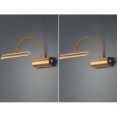 LED Bilderleuchte im 2er Set in Altmessing mit Flexarm & Drehdimmer (1/5)
