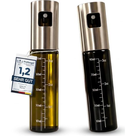 Lot de 2 Vaporisateur d'huile, Acier inoxydable 1 mm, Verre anti-UV, Sans BPA, Cuisine