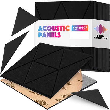 Panneaux Anti-Son Autoadhésifs Carrés Décoration Murale Acoustique Home Studio Bureau Découpe Possible 12 30x30 cm Noir (1/4)