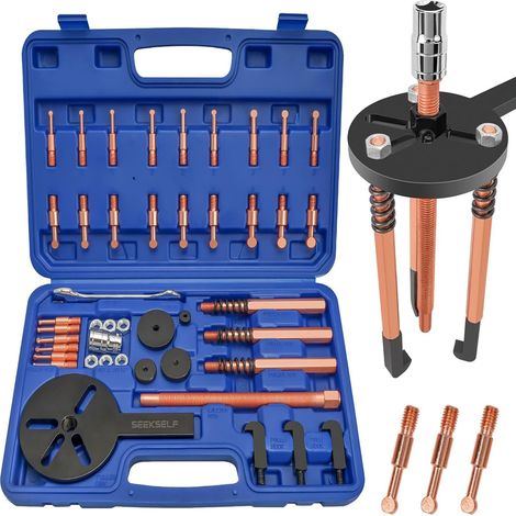 36-in-1 Kit Extracteur de Roulement Interieur Exterieur, Arrache Roulement à Trois Bras en Acier Rouge, Outil Roulement a Bille, Extracteurs et Séparateurs avec Crochet de Traction (1/5)