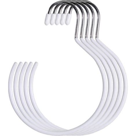 Wardrobe Organizer Hooks Closet Scarf Ring Hooks 5 Pieces (White) (1/5)