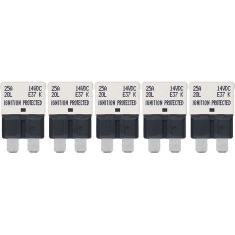 E37 Auto T1 Réinitialisation Coupe-Circuit UL Grade 94V0 Thermoplastique ATC ATO Disjoncteurs 25A Lot de 5 (1/5)
